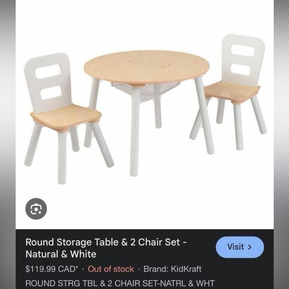 KidKraft wooden round storage table with chairs
